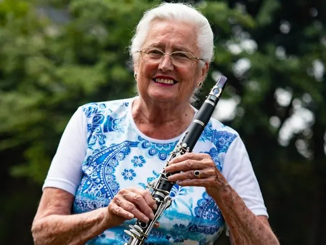 Student playing the clarinet